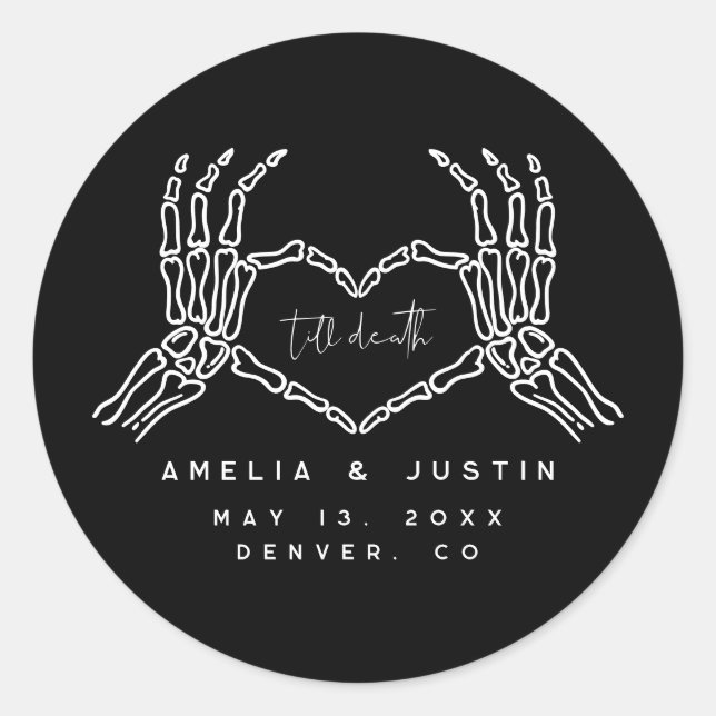 Till Death Halloween Wedding Favour Stickers (Front)