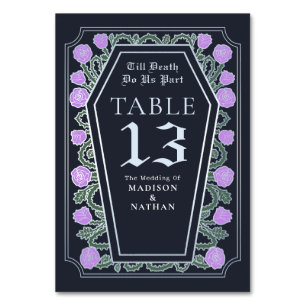 Till Death Lilac Rose Blue Gothic Wedding Table Number