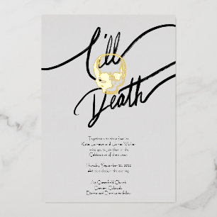 Till Death Modern Minimalist Skull Foil Invitation