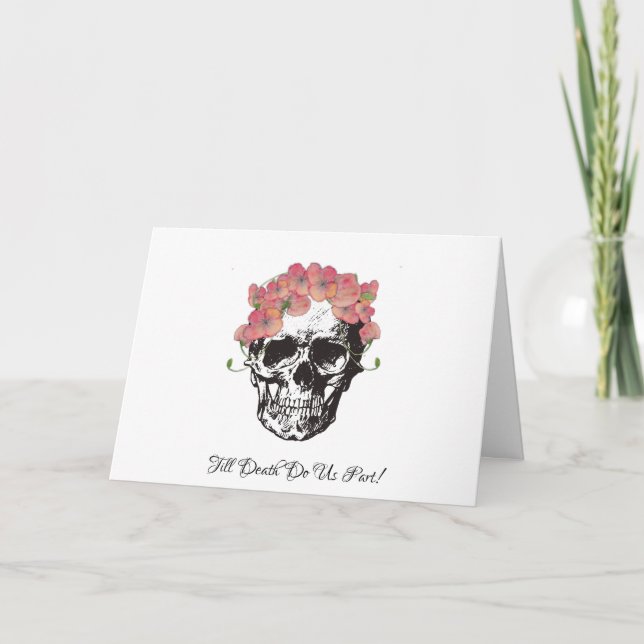 Till Death Us Do Part Skull Wedding Themed Invitation (Front)