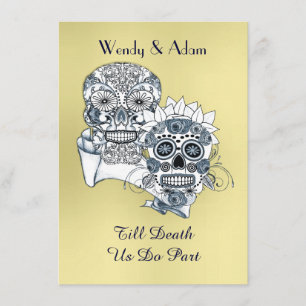 Till Death Us Do Part Sugar Skull Tattoo Design Invitation