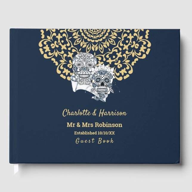 Till Death Us Do Part Sugar Skulls Wedding Guest Book (Front)