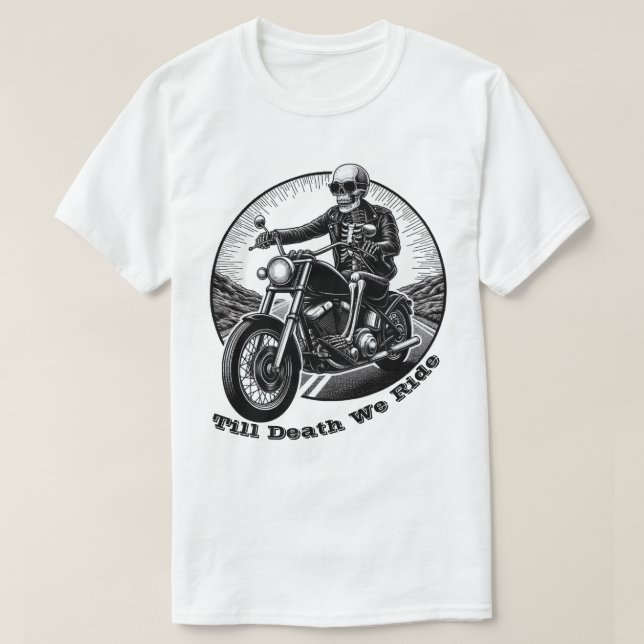Till Death We Ride - Skeleton Biker Premium T-Shir T-Shirt (Design Front)