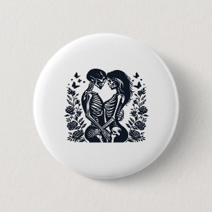 Till Death We – Skeleton Couple Gothic Design Clas 6 Cm Round Badge