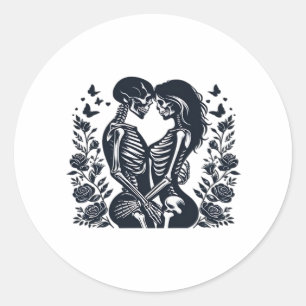 Till Death We – Skeleton Couple Gothic Design Clas Classic Round Sticker