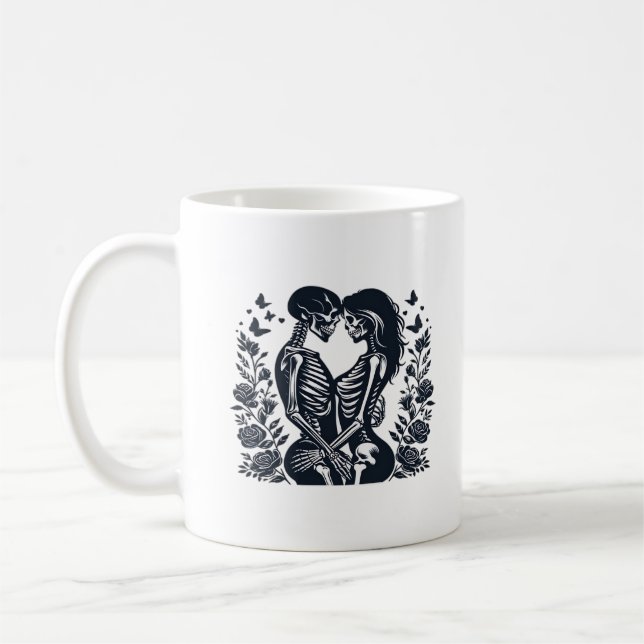 Till Death We – Skeleton Couple Gothic Design Clas Coffee Mug (Left)