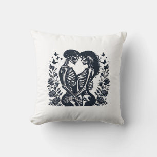 Till Death We – Skeleton Couple Gothic Design Clas Cushion