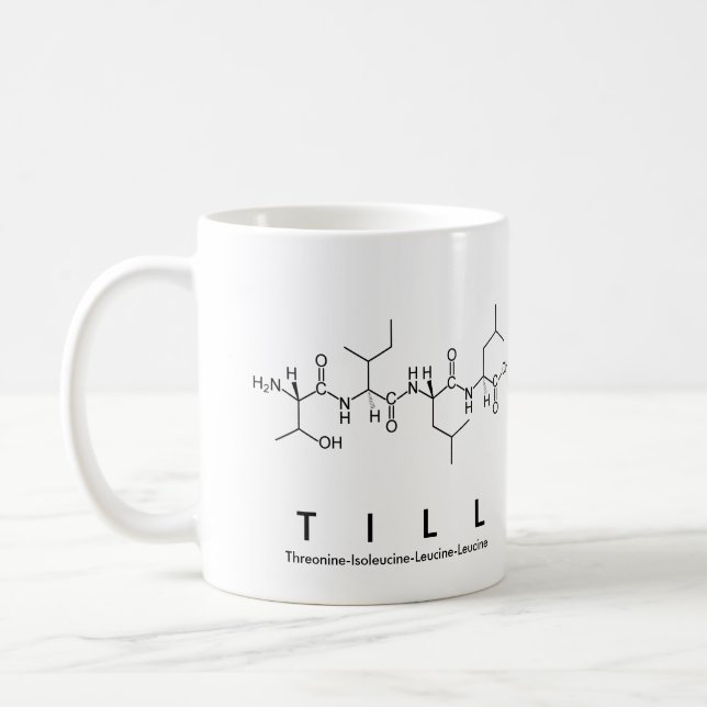 Till peptide name mug (Left)