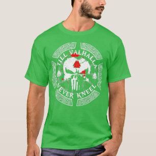 Till Valhalla Never Kneel Viking Version designer T-Shirt