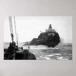 Tillamook, Oregon Lighthouse from Ship Photograp Poster