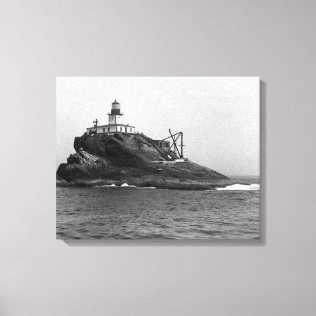Tillamook Rock, dominated by its Lighthouse Canvas Print (Front)
