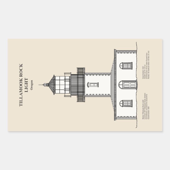 Tillamook Rock Lighthouse - Oregon - SBD Rectangular Sticker (Front)