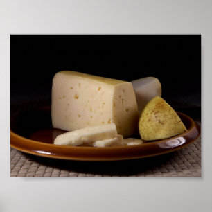 Tilsit Cheese On Plate Still Life Macro Photo From Poster