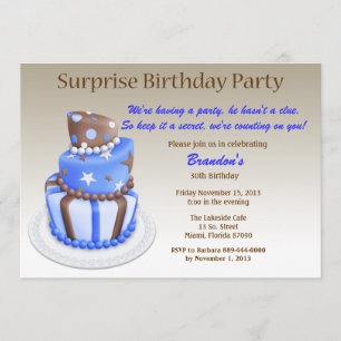 Tilted Cake Surprise Birthday Invitation