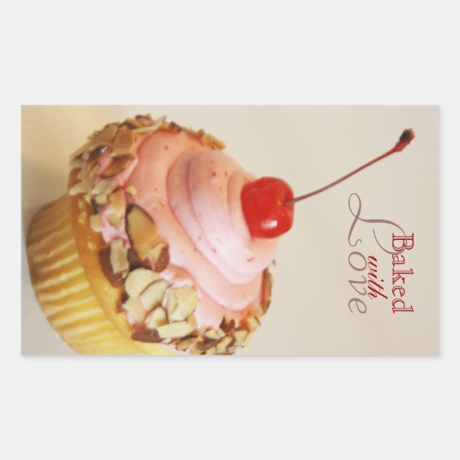 Tilted Cherry Cupcake Baking Stickers (Front)