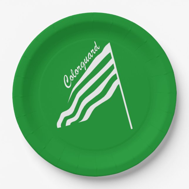 Tilted Colorguard Flag Paper Plate (Front)