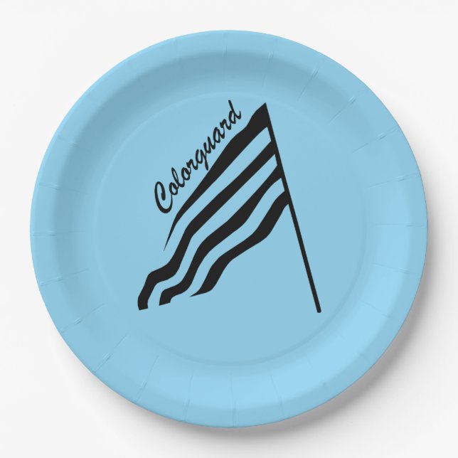 Tilted Colorguard Flag Paper Plate (Front)