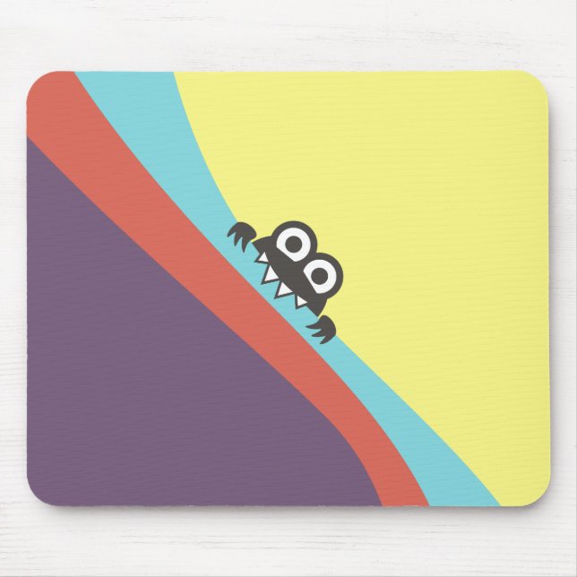 Tilted Colourful Fun Candy Biting Cartoon Bug Mouse Mat (Front)