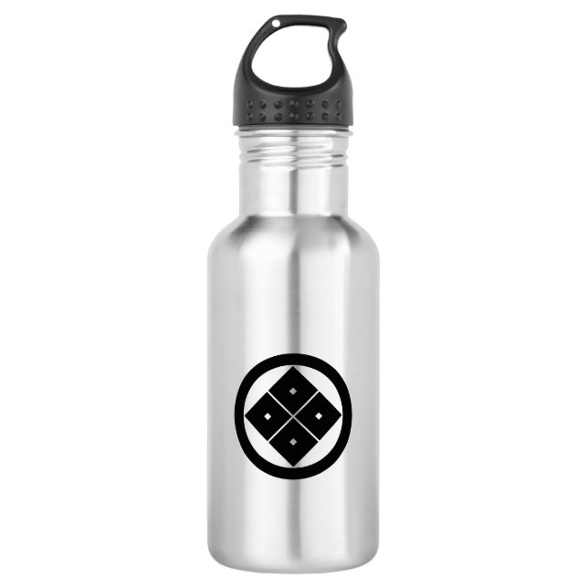 Tilted four-square-eyes in a circle 532 ml water bottle (Front)