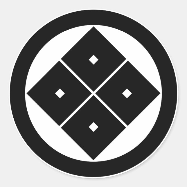 Tilted four-square-eyes in circle classic round sticker (Front)