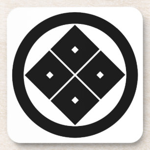 Tilted four-square-eyes in circle coaster