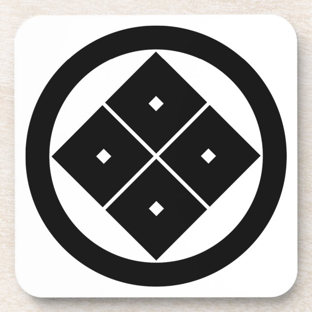 Tilted four-square-eyes in circle coaster (Front)