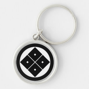 Tilted four-square-eyes in circle key ring