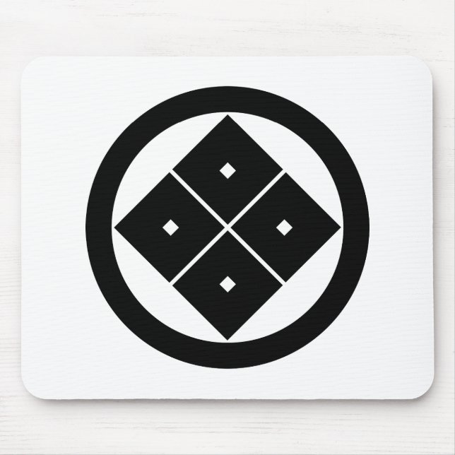 Tilted four-square-eyes in circle mouse mat (Front)