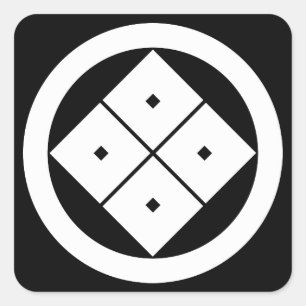 Tilted four-square-eyes in circle square sticker