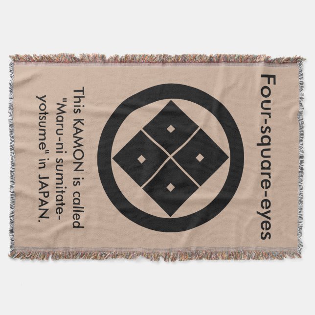 Tilted four-square-eyes in circle throw blanket (Front)