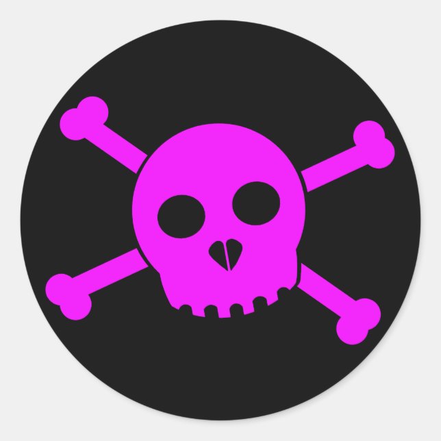 Tilted Pink Deth's Head Sticker (Front)