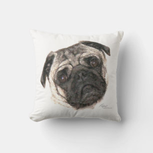 Tilted Pug Face Pillow