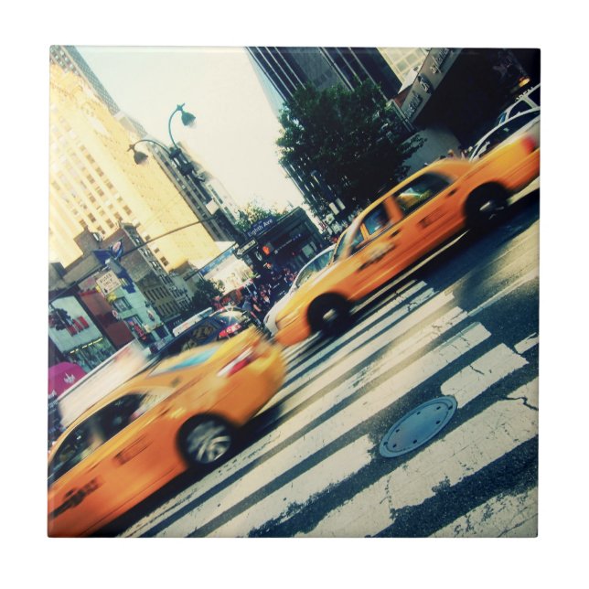 Tilted Taxis NYC Tile (Front)