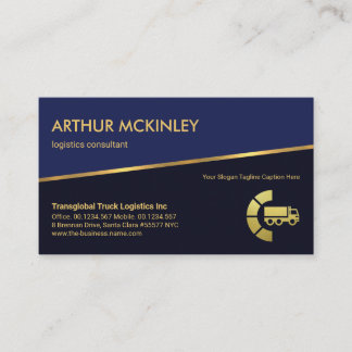 Tilting Gold Line Blue Shades Logistics Transport Business Card