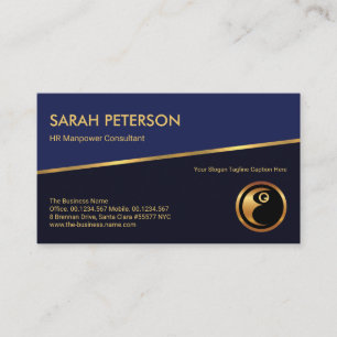 Tilting Gold Line Blue Shades Manpower Recruitment Business Card