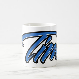 Tim first name name blue cup coffee cup