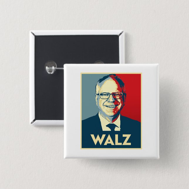 Tim Walz 15 Cm Square Badge (Front & Back)