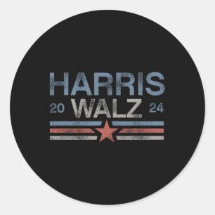 Tim Walz 2024 Aged Stripes Kamala Harris Waltz 202 Classic Round Sticker