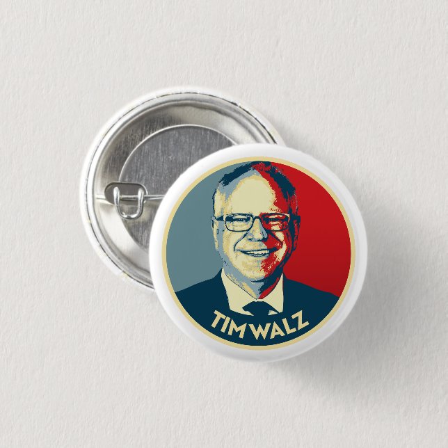 Tim Walz 3 Cm Round Badge (Front & Back)