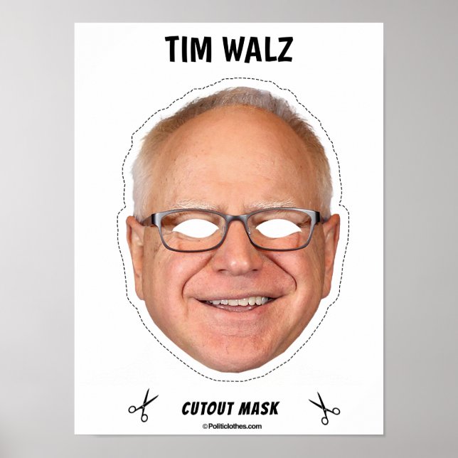 Tim Walz Halloween Mask Poster (Front)