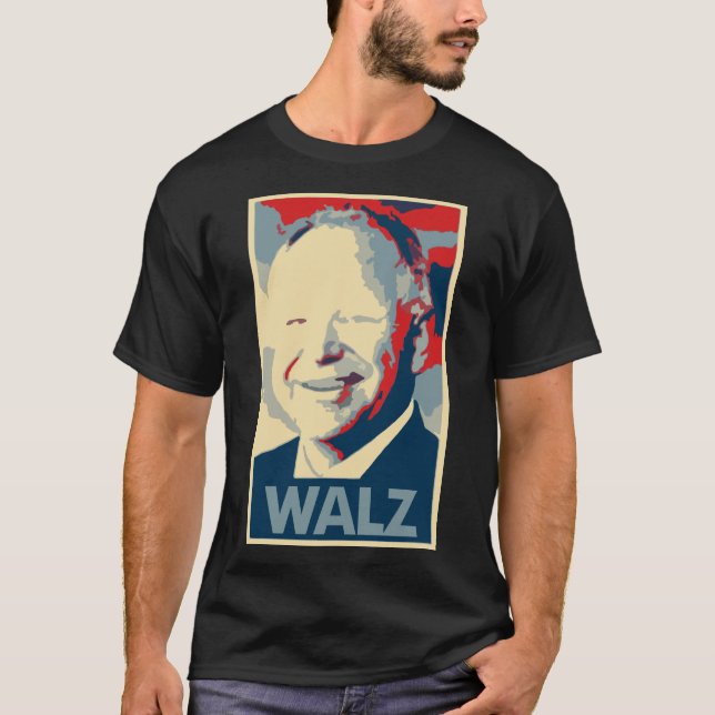 Tim Walz Poster Political Parody T-Shirt (Front)