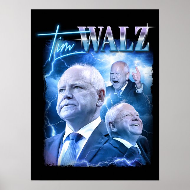 Tim Walz Retro 90s Style Poster (Front)