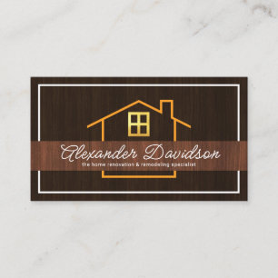 Timber Grain Building Frame Border Renovation Business Card