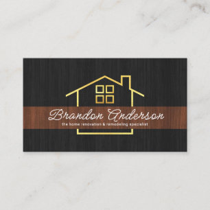 Timber Grain Gold Building Frame Renovation Business Card