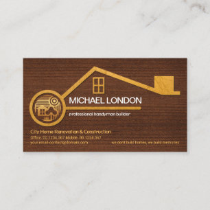 Timber Grain Texture Gold Home Handyman Carpenter Business Card