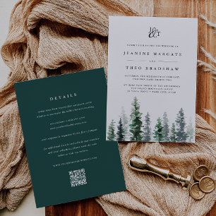 Timber Grove   Double-Sided Monogram Wedding Invitation