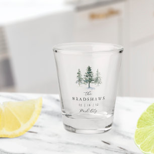 Timber Grove Evergreen Forest Wedding Favour Shot Glass