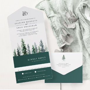 Timber Grove   Monogram Wedding All In One Invitation