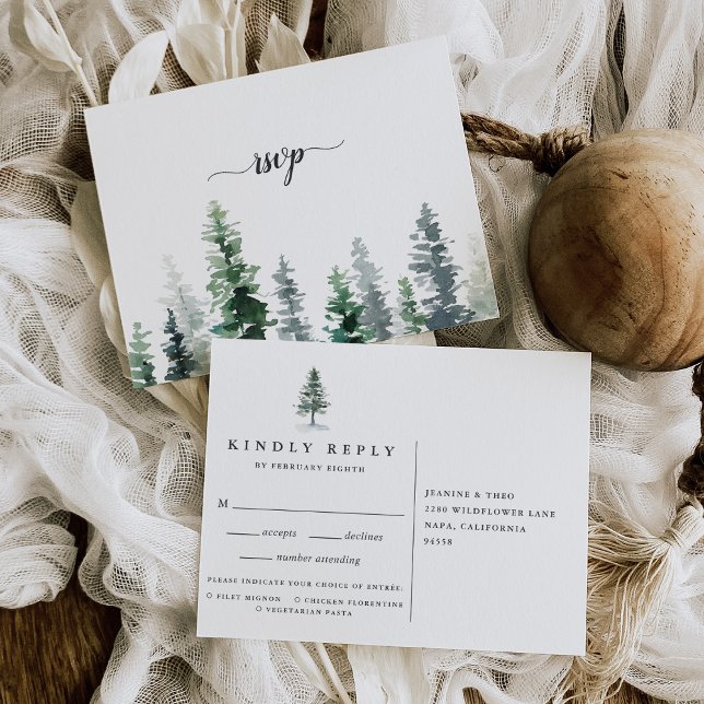 Timber Grove Wedding Meal Choice RSVP Postcard (Creator Uploaded)