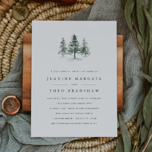 Timber Grove Winter Pine Tree Wedding Invitation
